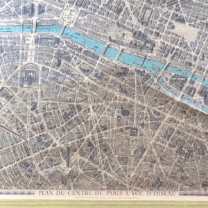 パリ、古地図、マップチャート、掛図、1974年、pari