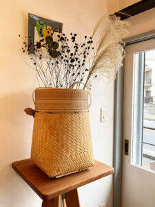 竹籠、背負いかご、収穫籠、竹工芸、ヴィンテージバスケット、竹かご