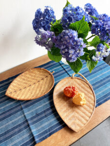 竹ざる、竹トレー、おしぼりトレー、菓子器、竹工芸、竹葉皿