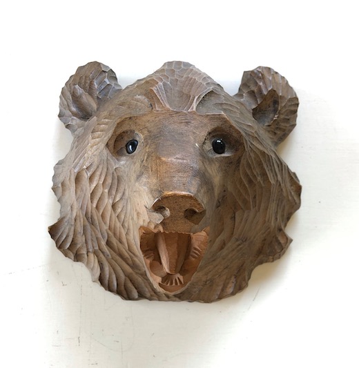 木彫熊、クマ、北海道民芸、フォークアート、壁掛け