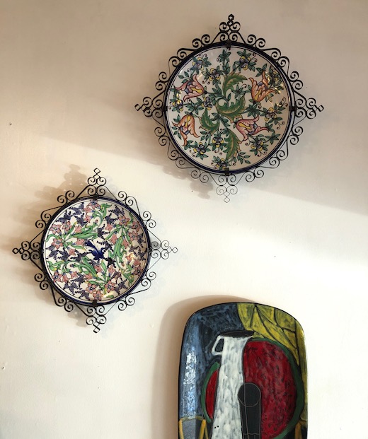 メキシコ、タラベラ焼き、絵皿、飾り皿、壁掛け、ボタニカルプレート、ヴィンテージ陶器