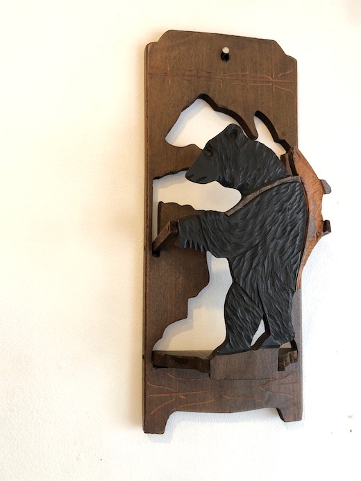 木彫熊、状差し、レターラック、壁掛け、クマ、民芸