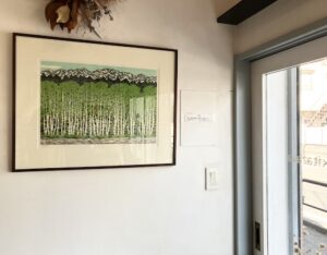 藤田不美夫、木版画、山の春