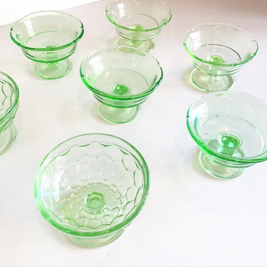氷コップ、昭和レトロ、アンティークガラス、プレスガラス