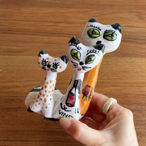 ヴィンテージ陶器、イタリア陶器、デルータ、マヨリカ焼、猫、ネコ、フィギュリン