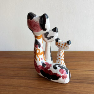 ヴィンテージ陶器、イタリア陶器、デルータ、マヨリカ焼、猫、ネコ、フィギュリン