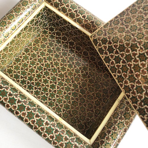 イラン、ハータムカーリー、ジュエリーボックス、象嵌細工、伝統工芸品、ヴィンテージ 