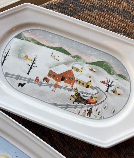 ヴィンテージ陶器、ミカサ、シーズンプレート、冬、絵皿