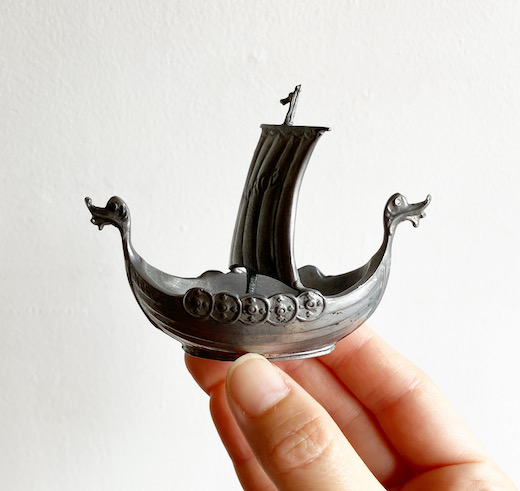 北欧ヴィンテージ、スーベニア、ピューター製、バイキング船