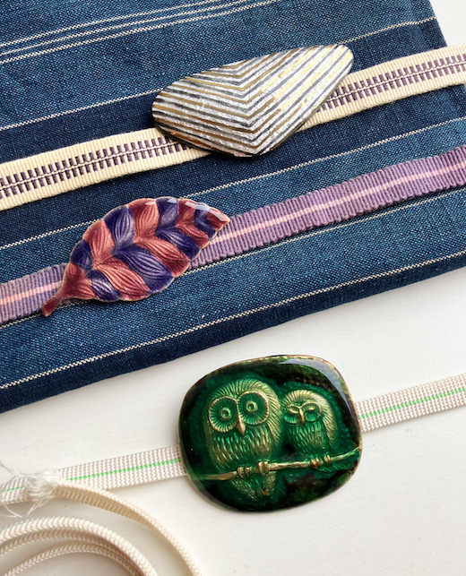 ヴィンテージブローチ、七宝焼、帯留