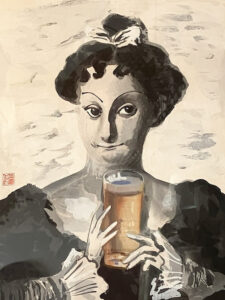 和田三造、木版画、麦酒妃、美人画、1973