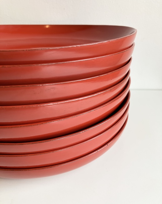 朱塗、銘々皿、漆器、アンティーク、戦前