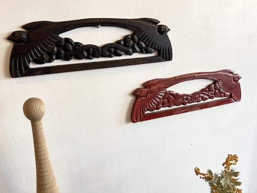 木彫、ツバメ、燕、ウォールオーナメント、建具、ハンガー