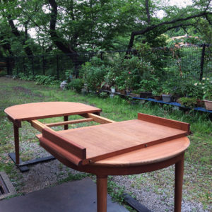 ヴィンテージ家具、チークダイニングテーブル、エクステンションテーブル、北欧、モダン、日本製