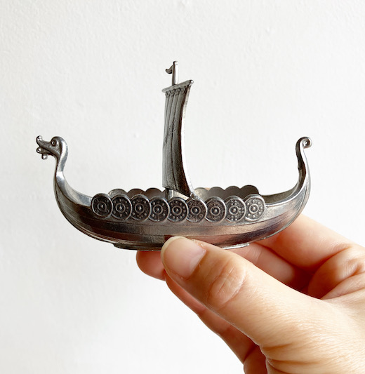 北欧ヴィンテージ、スーベニア、ピューター製、バイキング船