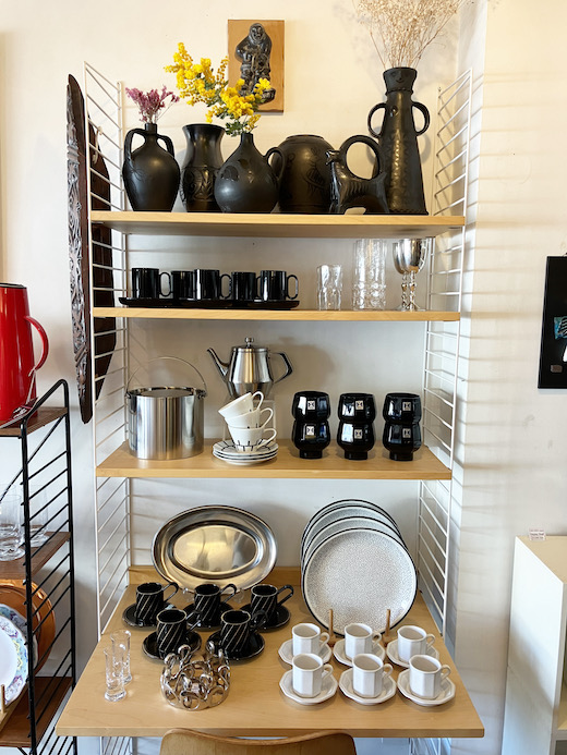 モノトーン、ヴィンテージ食器、黒陶、ステルトン