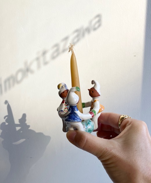 デンマーク陶器、bomelander、ピクシー、妖精、キャンドルスタンド、ヴィンテージ陶器