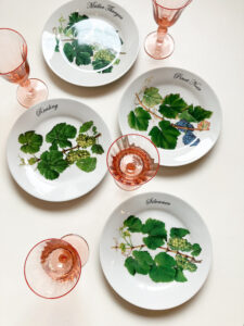 ヴィンテージ食器、ワイングラス、白ワイン、ぶどう皿