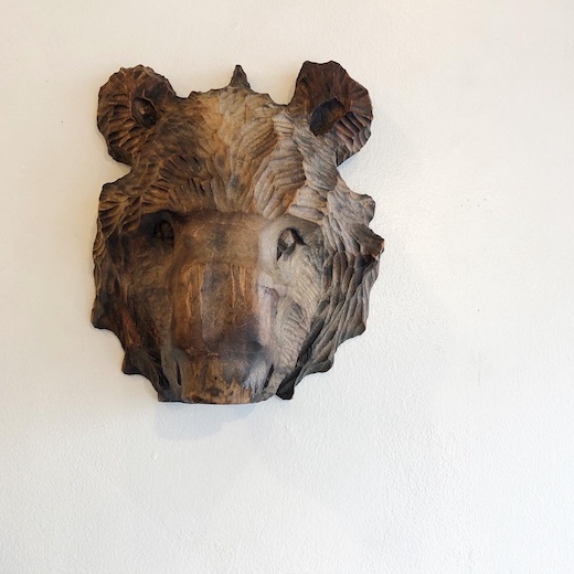 木彫の動物、木彫熊、壁掛け、ヴィンテージクラフト
