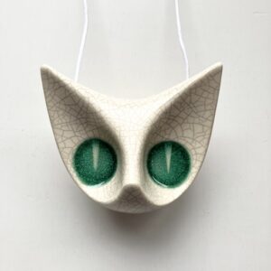 猫、ねこ、キャッツアイ、壁掛け、花器、陶器