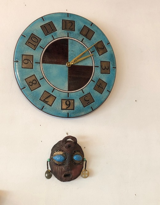 イタリアンヴィンテージ、ヴィンテージ時計、壁掛け時計、ウォールクロック、モダンデザイン、陶板