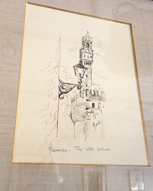 ヴィンテージ版画、イタリア、マンジャの塔、額装品