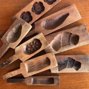 菓子型、木型、和菓子、無垢木、カッティングボード、見立て、古道具